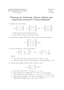 Tutorium zur Vorlesung ” Lineare Algebra und analytische