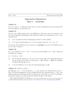 Algebraische Zahlentheorie Blatt 6 — 02.02.2016