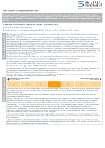 Anteilklasse R Ziele und Anlagepolitik