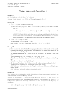 Vorkurs Mathematik: Arbeitsblatt 1 - KIT