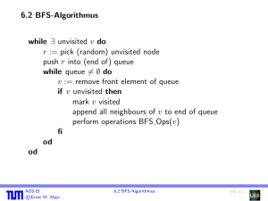 6.2 BFS-Algorithmus while ∃ unvisited v do r := pick (random
