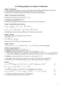 8.4. Prüfungsaufgaben zur komplexen Zahlenebene - Poenitz