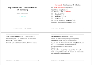 Algorithmen und Datenstrukturen 10. Vorlesung