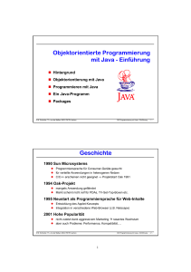 Objektorientierte Programmierung mit Java - Einführung - S-Inf