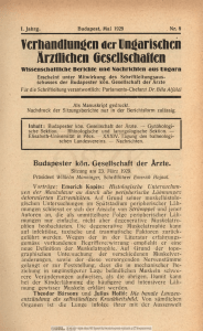 Verhandlungen der ungarischen ärztlichen Gesellschaften