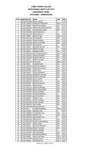 Merit List - Fakir Chand College (UG Admission)