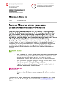 Medienmitteilung Fondue Chinoise sicher geniessen: Lebensmittel