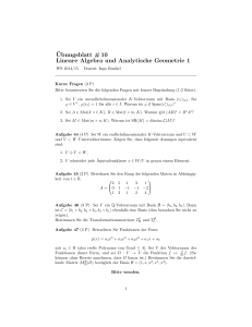 ¨Ubungsblatt # 10 Lineare Algebra und Analytische Geometrie 1