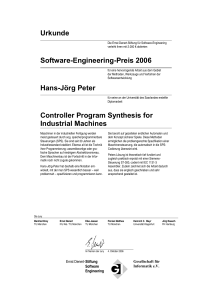 Urkunde Software-Engineering-Preis 2006 - Ernst-Denert