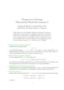 Übungen zur Vorlesung “Theoretische Physik fürs