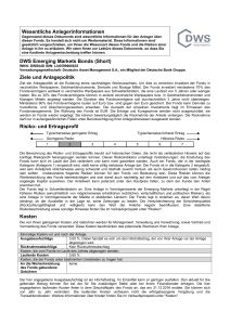 Wesentliche Anlegerinformationen DWS Emerging Markets Bonds