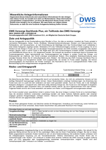 Wesentliche Anlegerinformationen DWS Vorsorge Dachfonds Plus, ein