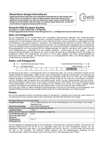 Wesentliche Anlegerinformationen Deutsche ESG European