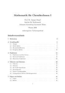 Mathematik für ChemikerInnen I