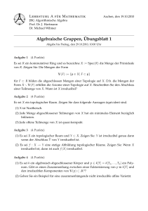 Algebraische Gruppen, Übungsblatt 1