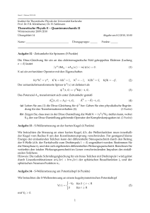 Theoretische Physik E – Quantenmechanik II