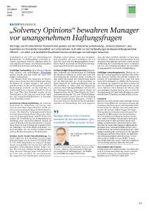 Solvency Opinions" bewahren Manager vor unangenehmen