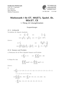Mathematik I für ET, WI(ET), SpoInf, iSt, BEd.ET, CE