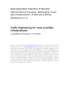 Traffic Engineering für neue Qualitäts Traffic