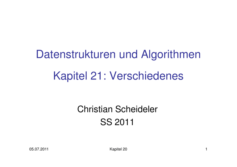 Datenstrukturen Und Algorithmen Kapitel 21: Verschiedenes