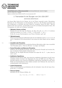 2. Themenblatt f¨ur die ¨Ubungen vom 24.4.-28.4.2017