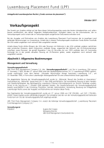 Luxembourg Placement Fund (LPF) Verkaufsprospekt