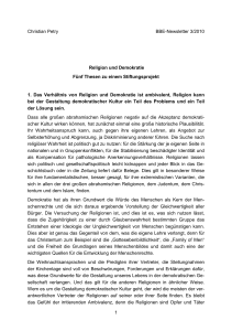 1 Christian Petry BBE-Newsletter 3/2010 Religion und Demokratie