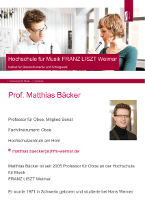 Prof. Matthias Bäcker - Hochschule für Musik FRANZ LISZT Weimar