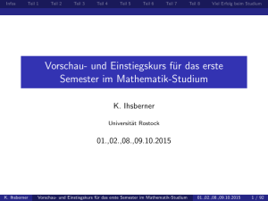 Vorschau- und Einstiegskurs für das erste Semester im Mathematik