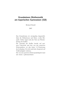 Grundwissen Mathematik am bayerischen Gymnasium (G8)