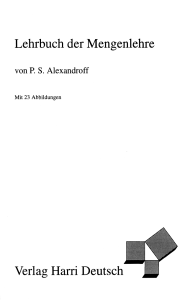 Lehrbuch der Mengenlehre Verlag Harri Deutsch