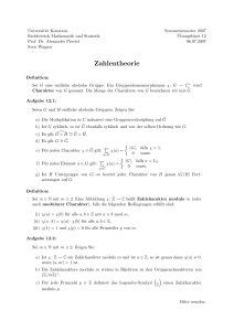 Zahlentheorie - Fachbereich Mathematik und Statistik