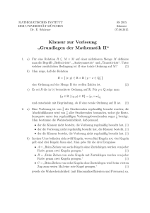 Klausur zur Vorlesung ” Grundlagen der Mathematik II“