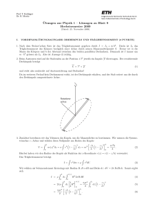 ¨Ubungen zur Physik 1 – Lösungen zu Blatt 9 Herbstsemester 2009