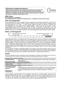 Wesentliche Anlegerinformationen DWS Türkei Ziele und