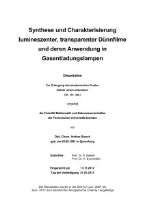 Synthese und Charakterisierung lumineszenter, transparenter