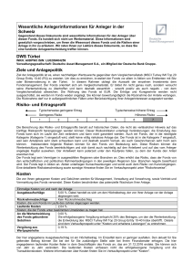 Wesentliche Anlegerinformationen für Anleger in der Schweiz DWS