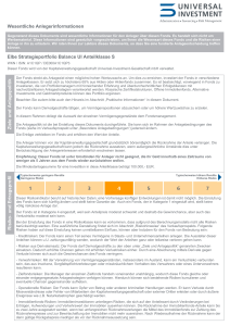 Wesentliche Anlegerinformationen Elbe Strategieportfolio Balance