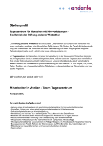 Stellenprofil Mitarbeiter/in Atelier - Team