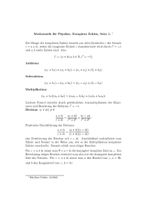 Mathematik f ur Physiker, Komplexe ahlen, Seite 1, ½ A ition: Su
