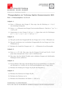 Übungsaufgaben zur Vorlesung Algebra Sommersemester 2015