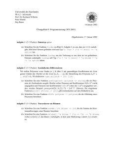 Universität des Saarlandes ¨Ubungsblatt 9: Programmierung (WS