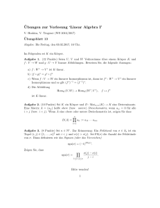 Ubungen zur Vorlesung `Linear Algebra I`