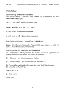 ₒ λ Interferenzmaxima - Experimental Physics with Cosmic Particles