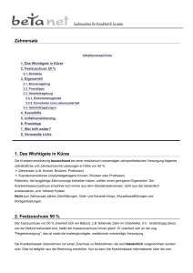 Zahnersatz 1. Das Wichtigste in Kürze 2. Festzuschuss 50