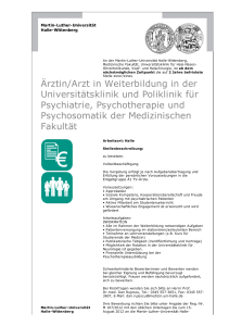 Ärztin/Arzt in Weiterbildung in der Universitätsklinik und Poliklinik für