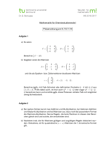 Mathematik für Chemiestudierende I Präsenzübung am 9./10.11.16