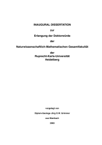 INAUGURAL DISSERTATION zur Erlangung der Doktorwürde der