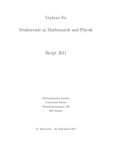 Vorkurs für Studierende in Mathematik und Physik Skript 2011