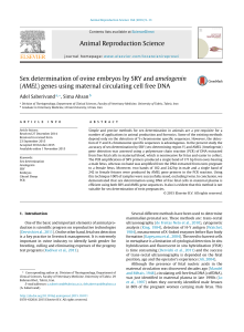 Sex determination of ovine embryos by SRY and amelogenin (AMEL) genes using maternal circulating cell free DNA ANIMREP 2016 (164) 9-13
